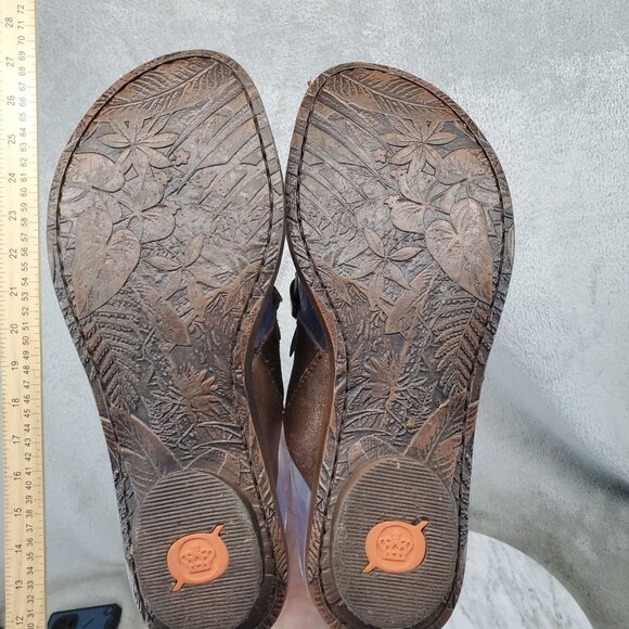 Born Shoes Womens Size 6 M/W Astrid Flower Brown Leather Thong Sandals - Picture 9 of 10